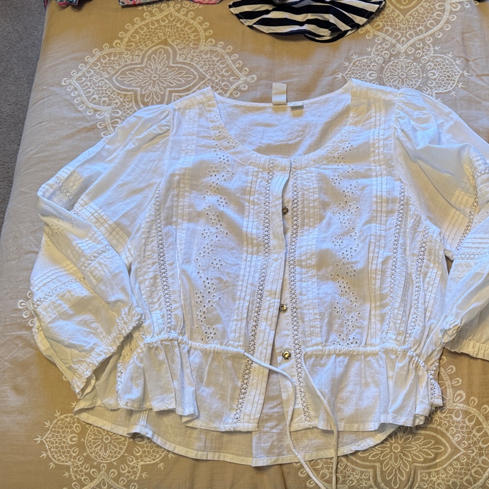 Joie White Eyelet Crop Top